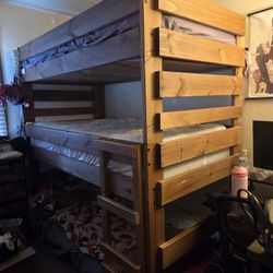 Solid Wood Detachable Triple Twin Bunk Bed