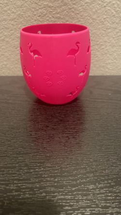 New! Pink flamingo wineglass slip on