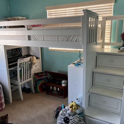 Loft Bed with Stairs, Storage, and Desk