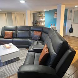 Genuine Leather Power Sectional Sofa 