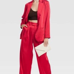 House Of CB Jessamine Corset & A New Day Red Satin Pant Suit