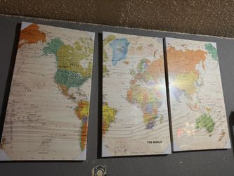 3 Piece World Canvas Painting