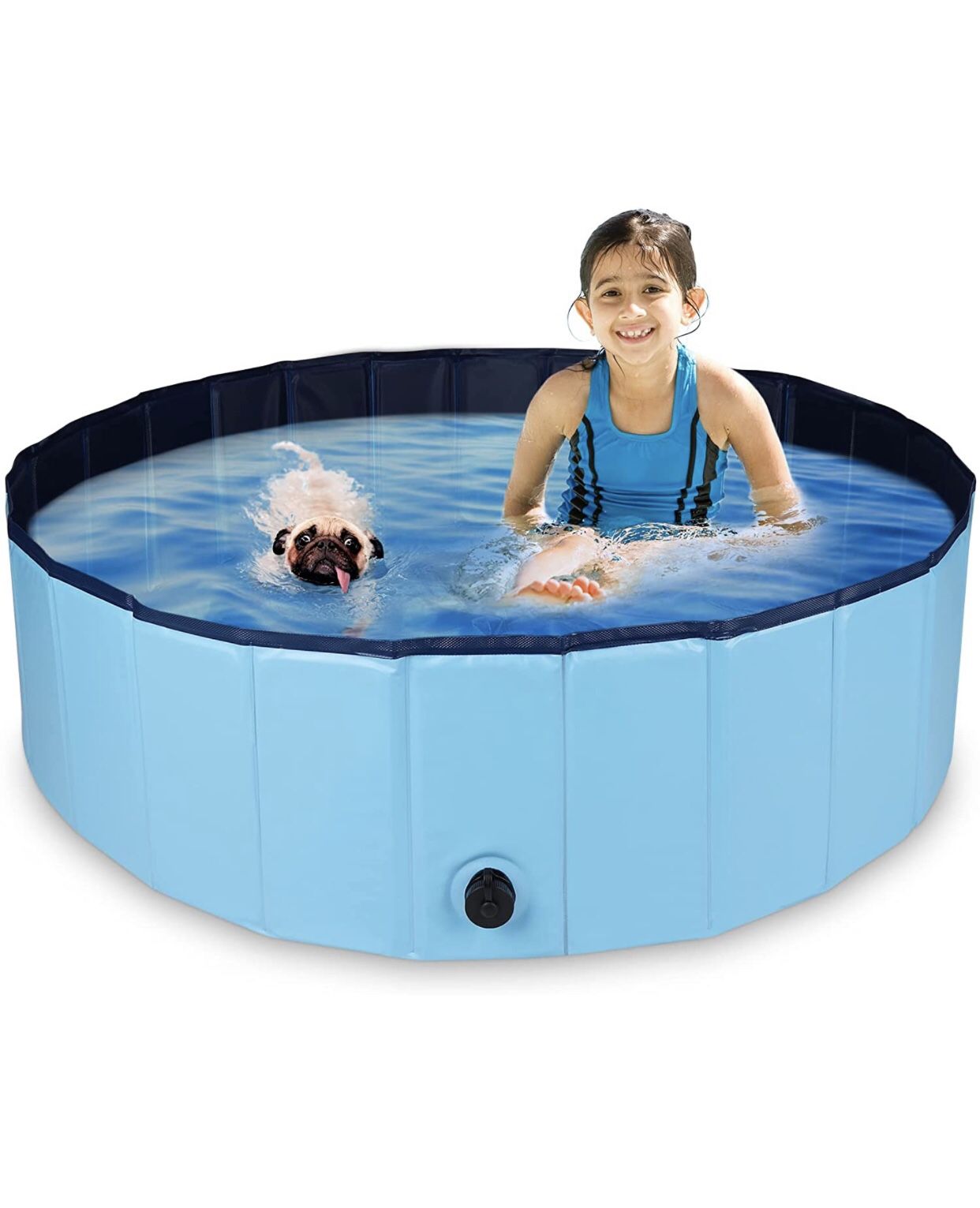 Foldable Pet Dog Pool,Outdoor Portable Plastic Pet Dog Bath Tub Kids Swimming Pool for Dogs Cats and kiddies…( Large)