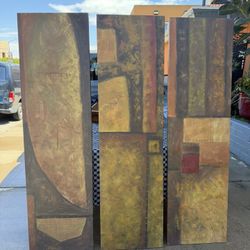 Large Three Panel Abstract