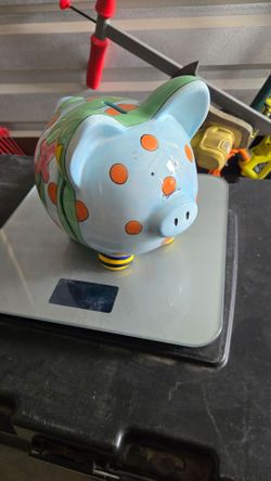 Large Ceramic Piggy Bank Colorful Painted