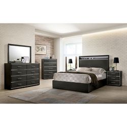 Brand New Grey 4pc Queen Bedroom Set (Available In Eastern King)