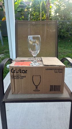 Used Cristar Premiere Water Champagne Goblets (12) Clear 16 oz Commercial