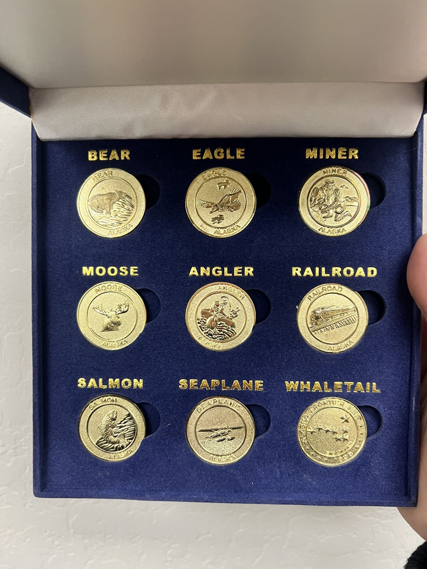 Alaska Frontier Mint Coins. Bear, Eagle,miner, Moose, Angler, Railroad, Salmon, Seaplane, Stars. Passions By Gary K