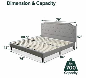 King Size Upholstered Platform Bed Frame