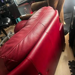 Red  leather individual sofa
