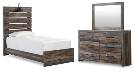 Drystan Multi Twin Panel Bed, Dresser and Mirror