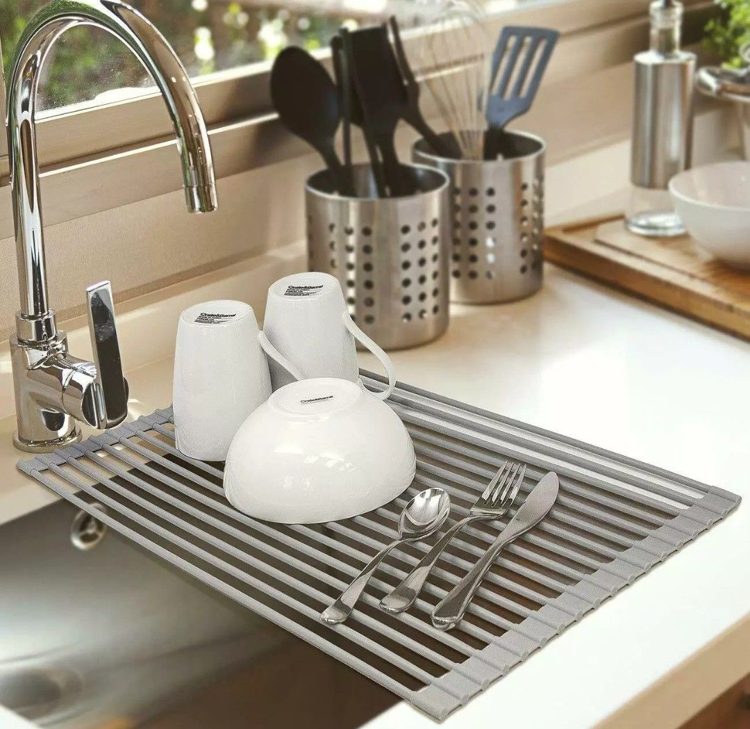 Roll Up Over Sink Kitchen Folding Dish Drainer Drying Rack - New
