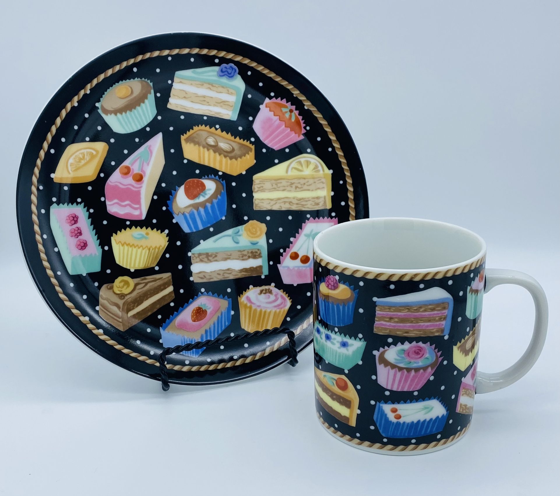 Vintage Discontinued Department 56 “Tea Party” Coffee Mug & Side Salad Plate