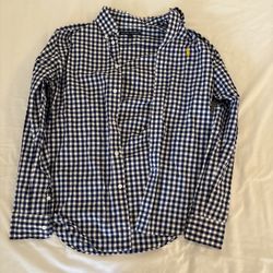 Ralph Lauren Shirt Mens Small Classic Fit Long Sleeve Blue White Plaid Cotton