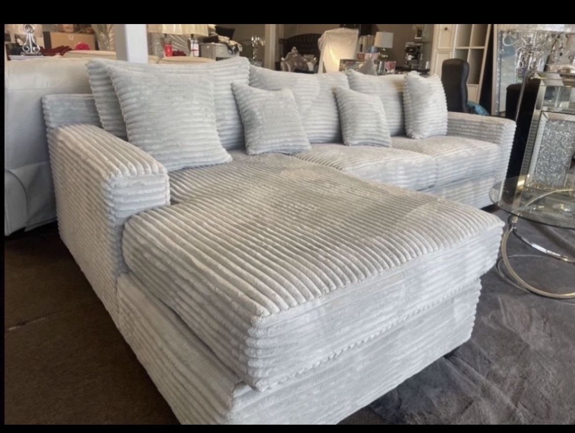 Brand New Plush Corduroy Lined Sectional Set