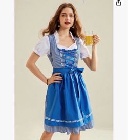 Bavarian Oktoberfest Dirndl Dress 3 Piece Fancy Dress Outfit for German Traditional Beer Festival
