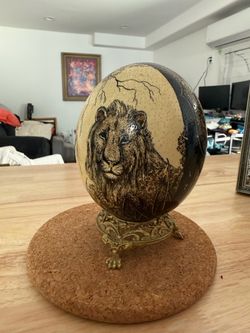 Antique Hand painted Ostrich Egg