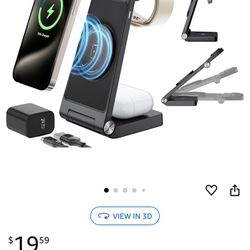 Magnetic Wireless Mag-Safe Charging Station, 3 in 1 Fast Max Charging for iPhone 16 15 14 13 12 Pro Max Plus, Charger Stand for Apple Watch Series & A