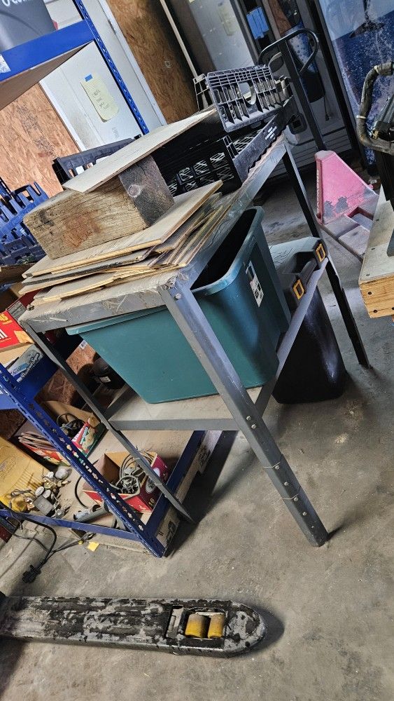 Vintage Metal Table From The '70s From Industrial Warehouse Manufacturing Facility