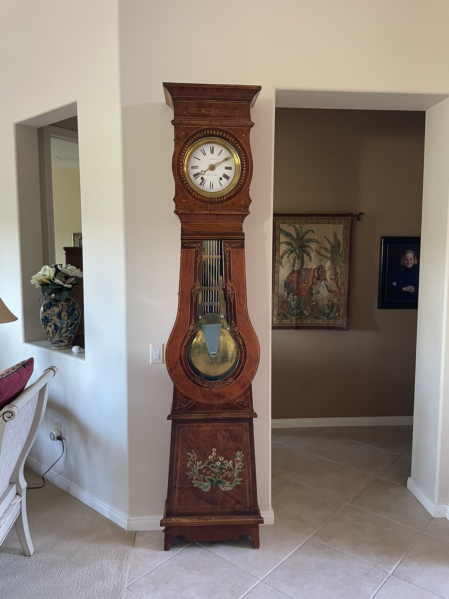 Antique Grandfather Clock, Made In France