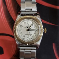 Vintage 1940s Rolex Oyster Perpetual “Bubbleback” Wristwatch – Gold Bezel, Family Owned