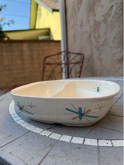 HTF Salem FREE FORM Hop Scotch No.  Star Turquoise Divided Serving Bowl MCM