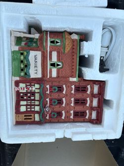 Christmas Village Variety Store Lighted Building