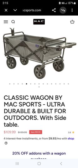 CLASSIC WAGON BY MAC SPORTS - ULTRA DURABLE & BUILT FOR OUTDOORS. With Side table