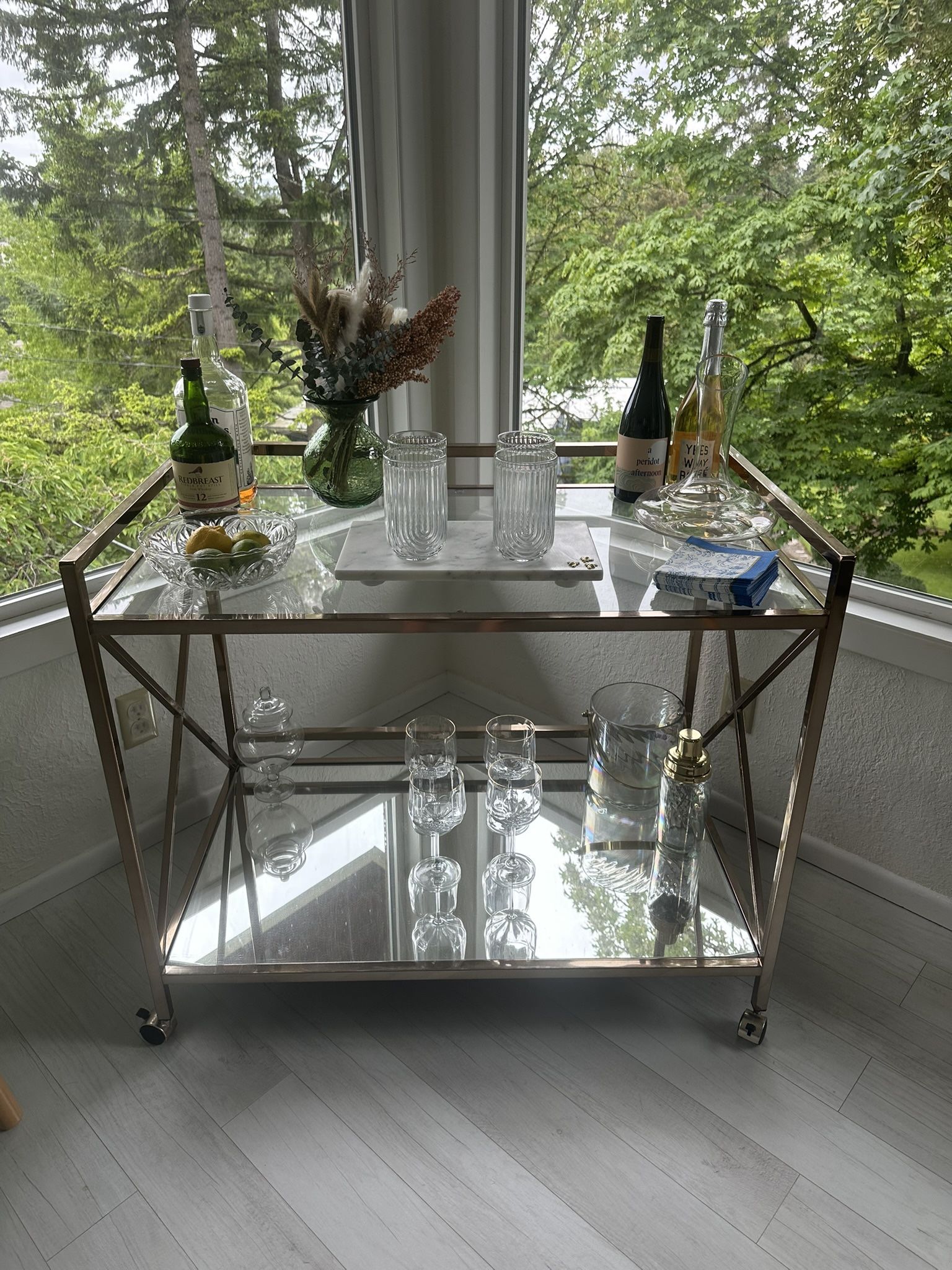 Gold & Glass Bar Cart (SW PDX Pick Up)