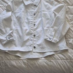 Woman Plus Size White Jean Jacket