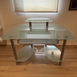 Modern Workstation/Desk w/ Monitor Riser & Auxiliary Shelving