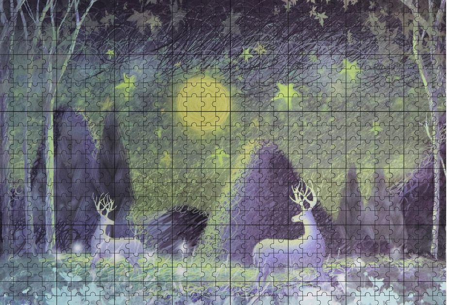1000pc Jigsaw Micropiece Puzzle Classic Artwork Night Deer