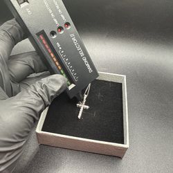 Moissanite Cross Pendant With 17.5 Inch Chain 925 Sterling Silver 
