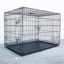 Brand New $65 Folding 42” Dog Cage 2-Door Pet Crate Kennel w/ Tray 42”x27”x30” 
