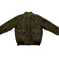 Roundtree York Leather 🤎 Bomber Jacket Size Large Mens