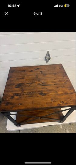 Rustic Wood and Metal End Table