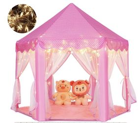 Princess Tent Girls Large Playhouse Kids Castle Play Tent with Star Lights Toy for Children Indoor and Outdoor Games, 55'' x 53'' (DxH)