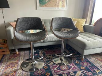 Set of 2 Modern Adjustable Bar Stools