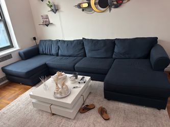 Navy Blue U-Shape Sectional Sofa