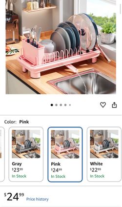 Pink dish drying rack