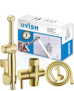 Handheld Bidet Sprayer for Toilet, Cloth Diaper Toilet Sprayer, Hand Held Bidet Attachment Brass 7.9" Bidet Wand, Adjustable Water Jet Spray with Back