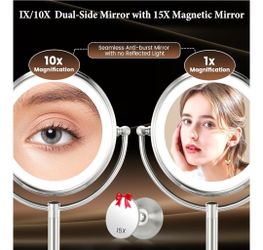 DUAL SIDED MIRROR MAGNIFYING  FEATURE WITH LIGHT