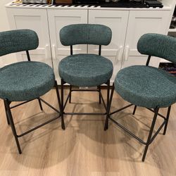 24'' Bar Stools Set of 3, for Kitchen Island. Green