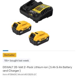 2 dewalt 5ah bateries and fast charger 