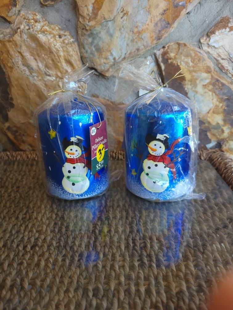 3 Snowman Candle Set