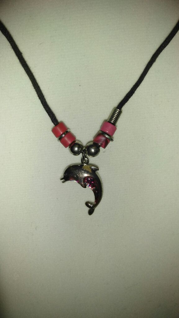 Silver gem dolphin necklace