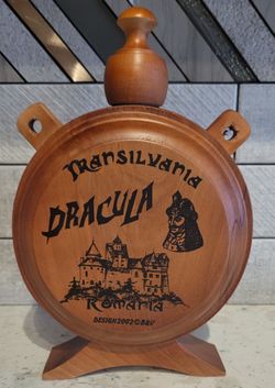 Transilvania Dracula Wooden Souvenir Flask