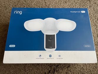 Ring Floodlight Cam Pro Wired (2nd Gen) - Retinal 4K Security Camera, 10x Zoom, Floodlights, White