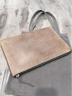 Auth Rick Owens brown leather document case