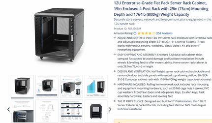 Black Adjustable Server Rack Cabinet